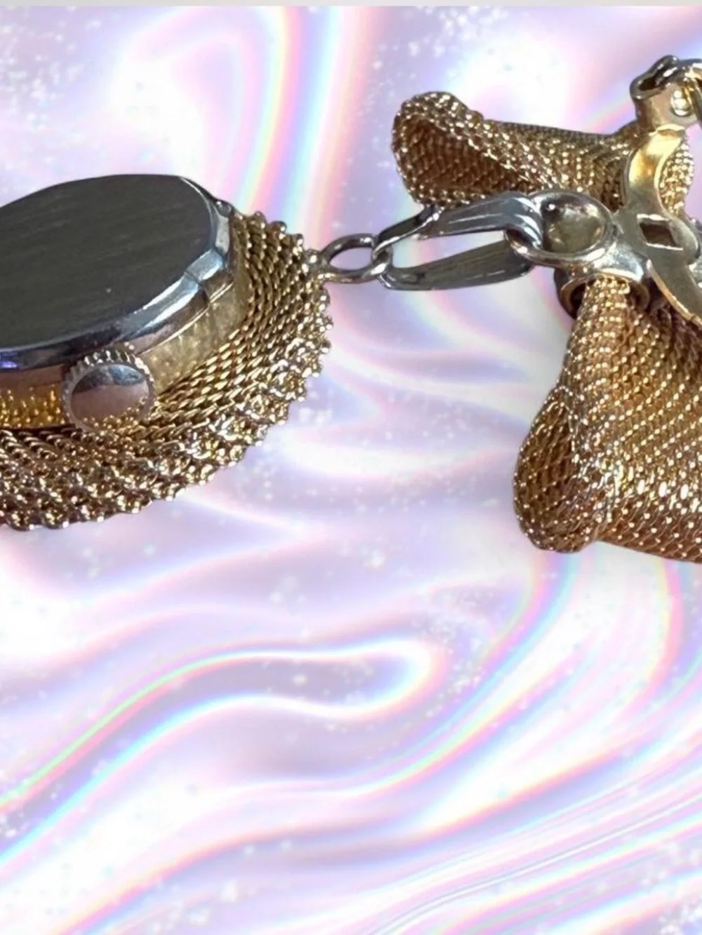 Gold Bow Brooch with Pendant Watch - Women's Jewelry